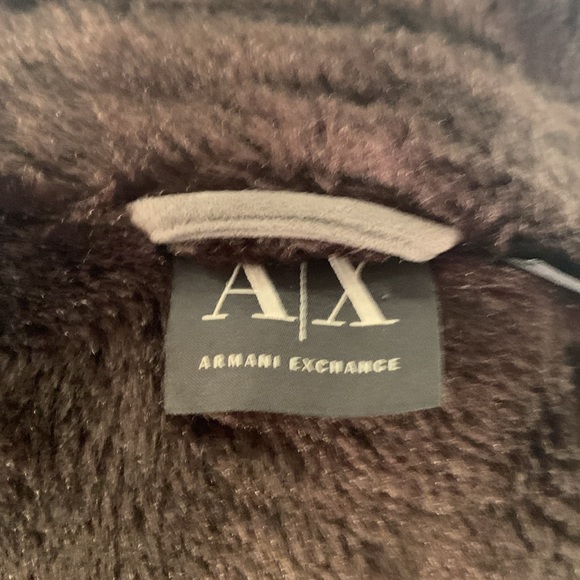 A/X Armani Exchange Faux Suede / Faux Fur Moto leather jacket olive green Size M - Picture 8 of 8